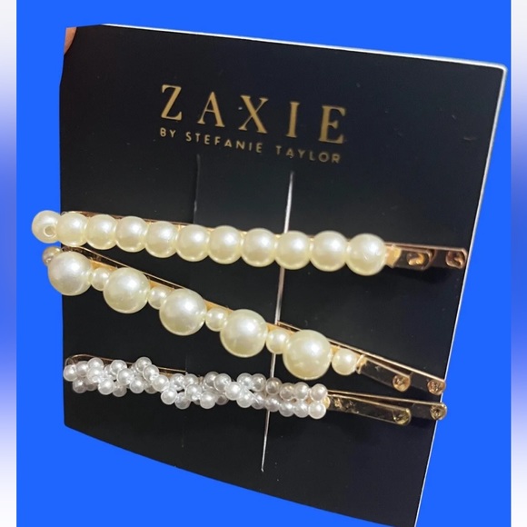 ZAXIE by Stefanie Taylor Pearl Hair Clips New With Tags MSRP $38 - Picture 6 of 12